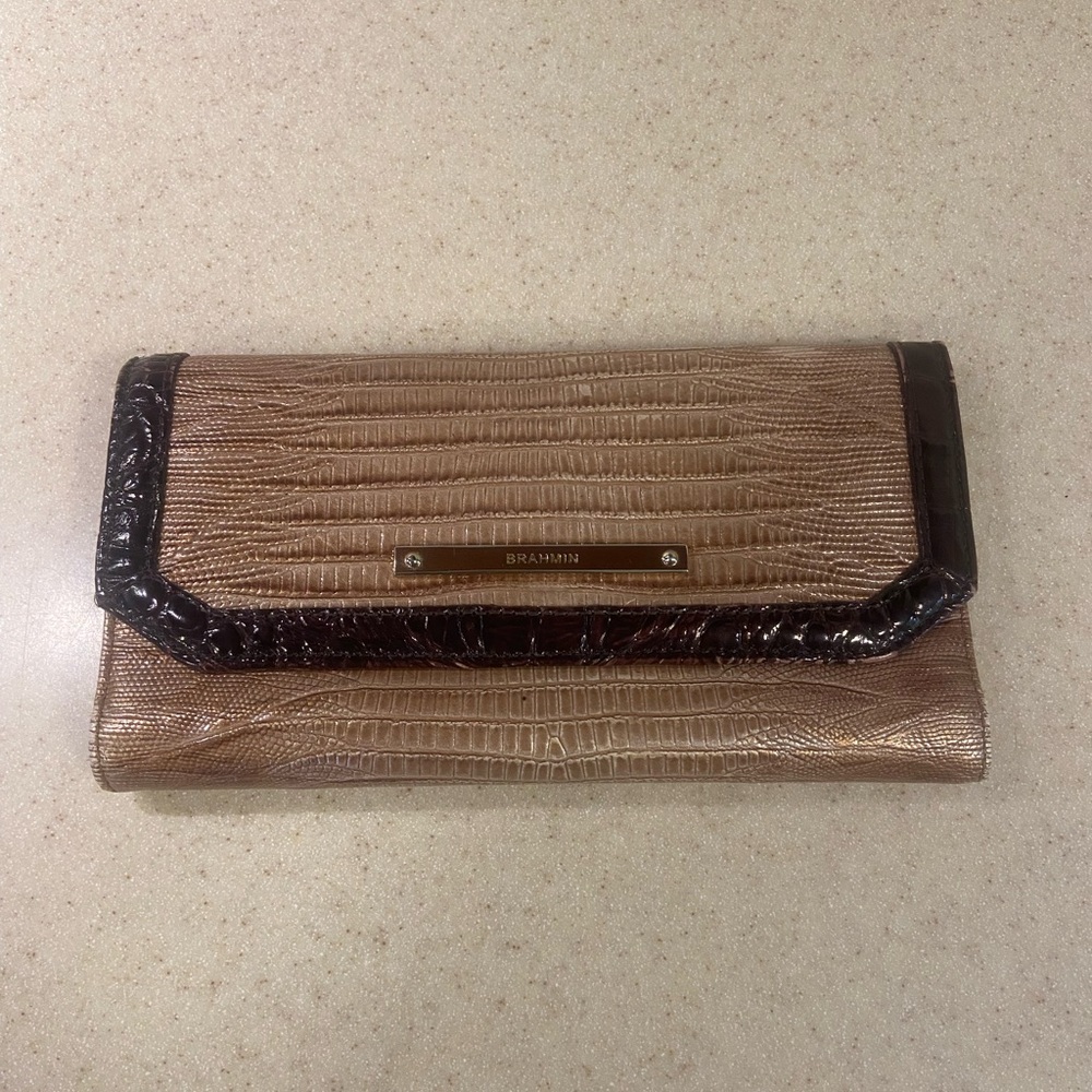 Brahmin Croc Embossed Leather Ady Wallet